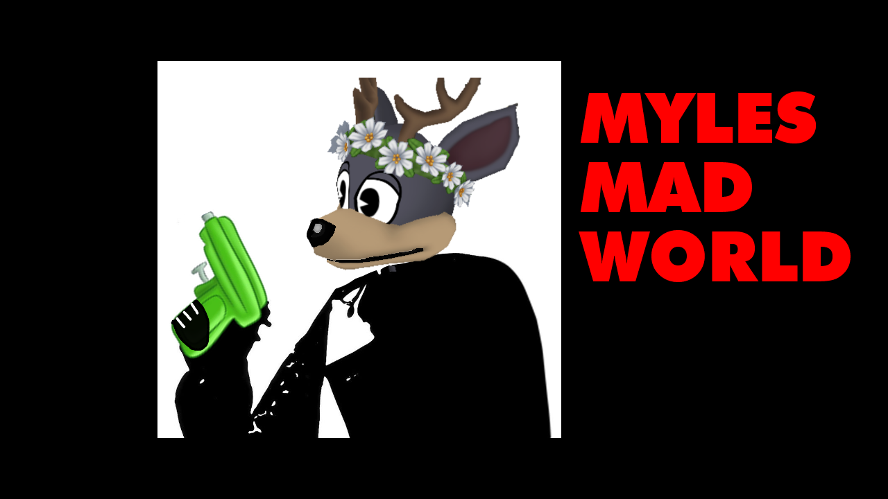 A deer holding a squirt gun.